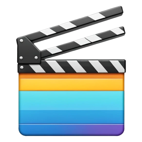 ultra simplified movie clapper in vibrant colors, two rectangles and a line, geometric minimalism sticker
