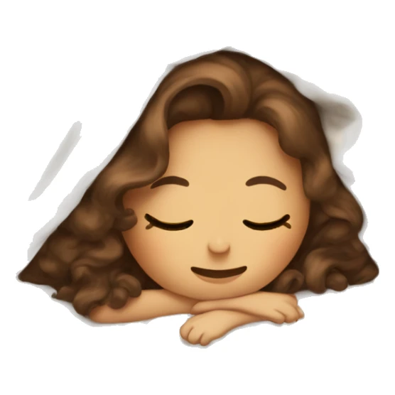 Girl with wavy brown hair sleep under the blanket sticker