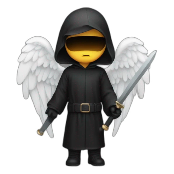 angel in black clothes with hidden face and holding asword sticker