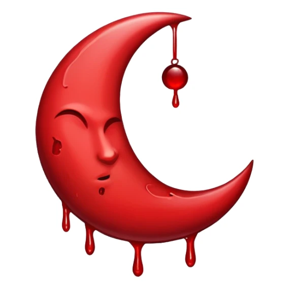  crescent moon with blood dripping from it red sticker