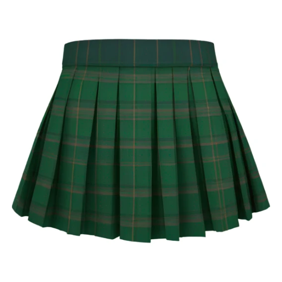 Green tartan pleated mini skirt, isolated sticker