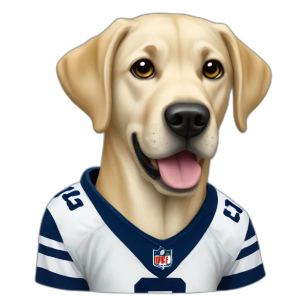 yellow labrador with dallas cowboys jersey sticker