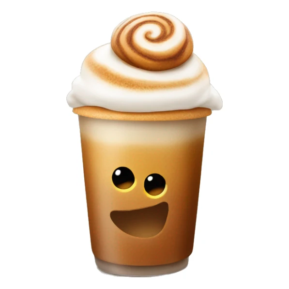 Cinnamon and cappuccino bun in a disposable glass sticker