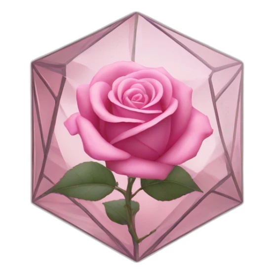 Pink Rose in dusty glass octahedron sticker