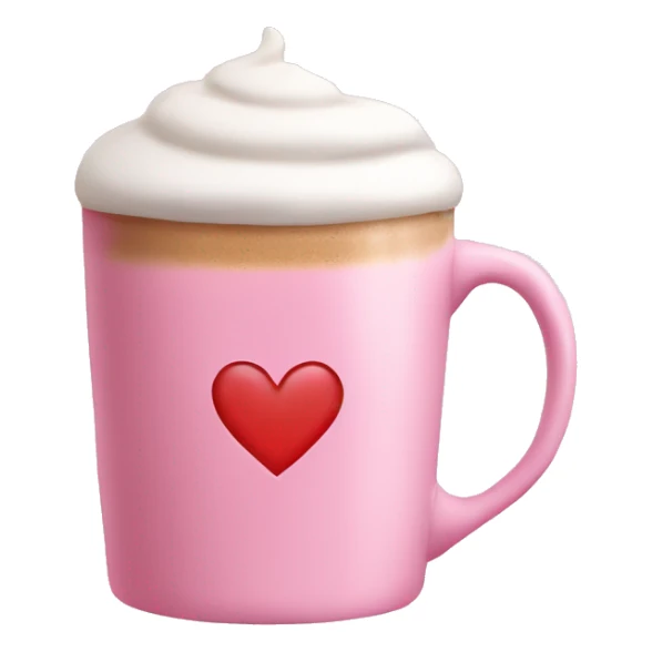 pink mug with latte and heart sticker