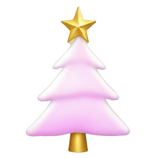 white christmas tree with pink lights and a gold star at the top sticker