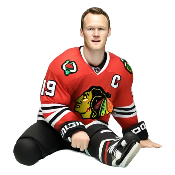 Jonathan Toews laying on a rainbow cake sticker
