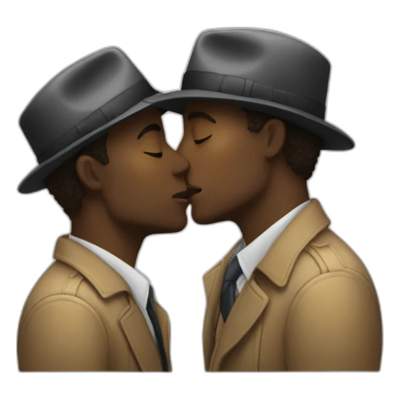 Black man detective kisses white man detective  sticker