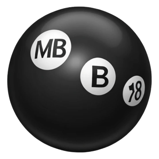 Black pull Ball with MB written on it. Nothing else no holes. sticker