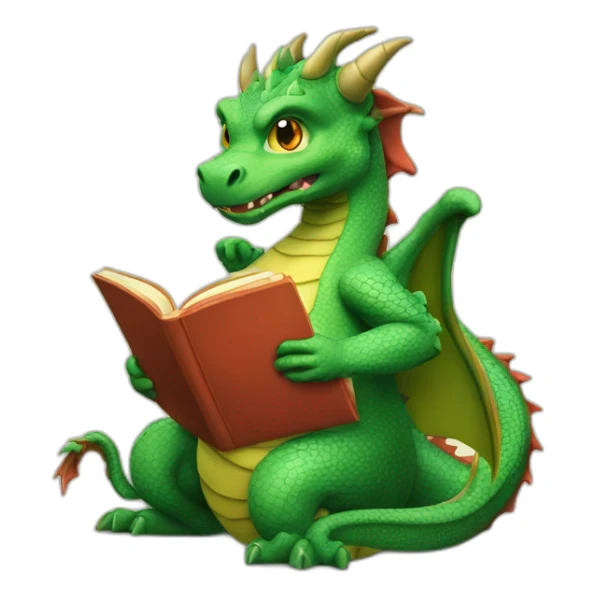 dragon-reading-a-book-with-a-cup-of-tea sticker