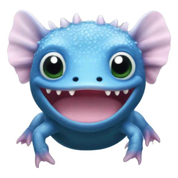 Un axolotl bleu foncé avec ses "oreilles" verte   sticker
