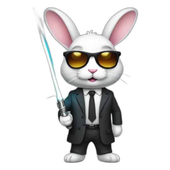 Rabbit with suit and sunglasses and  lightsaber light on completely sticker
