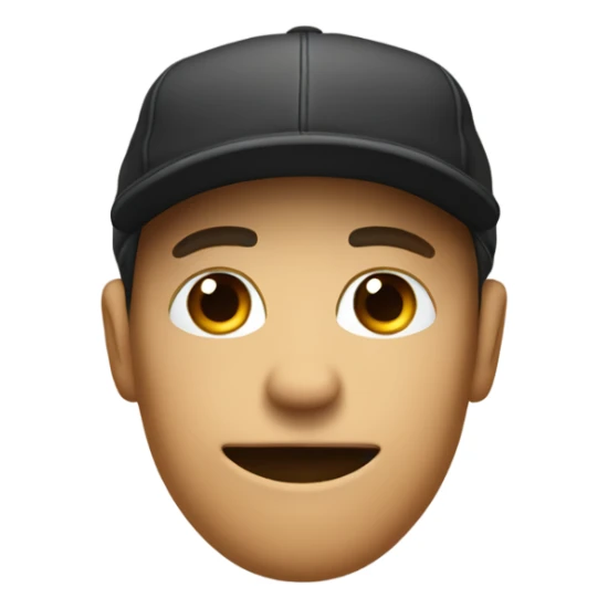 Regular emoji face with backwards hat and hand in a fist, under the chin sticker