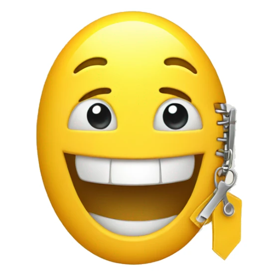 A happy face with an opened zipper instead of mouth sticker