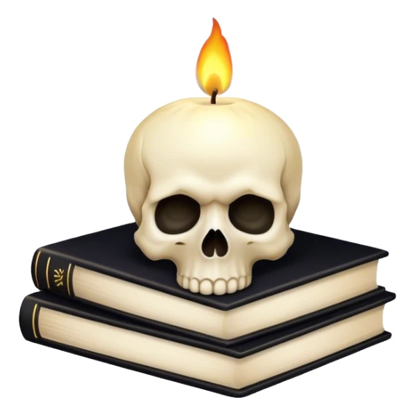 skull candle on black occult books sticker