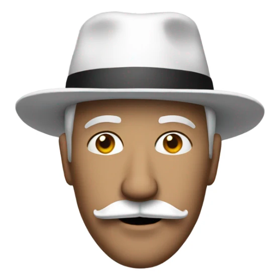man with mustache wearing a white pointy hat sticker