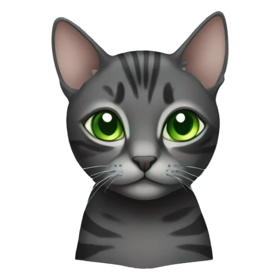 Black and grey cat with green eyes tabby sticker