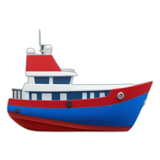 Bateau rouge noir bleu avec un m'aide soufler sticker