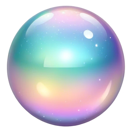 Pastel sparkly glittery iridescent transparent ball sphere orb sticker