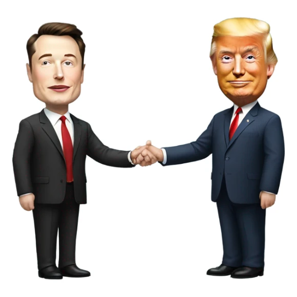 elon musk and trump holding hands sticker
