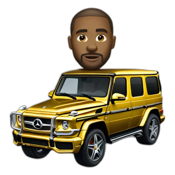 gold mercedes g63 with a thug at the wheel. sticker