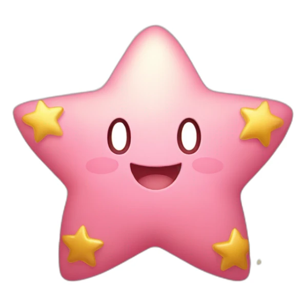 clean cute happy Kirby with a golden star sticker