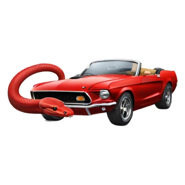 Red snake driving a black ford mustang  sticker