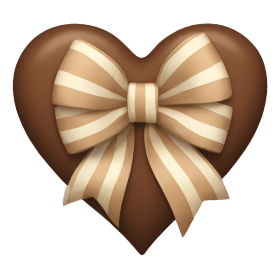 brown pastel heart with a beige striped bow sticker