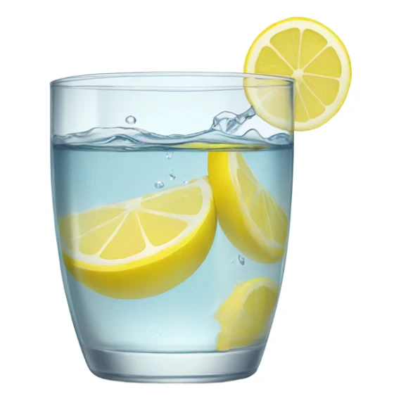a glass of water with lemon sticker
