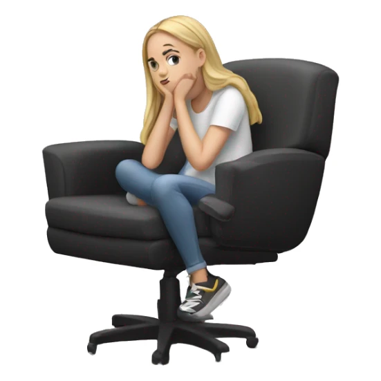 white girl thinking about life on a big gaming chair  sticker