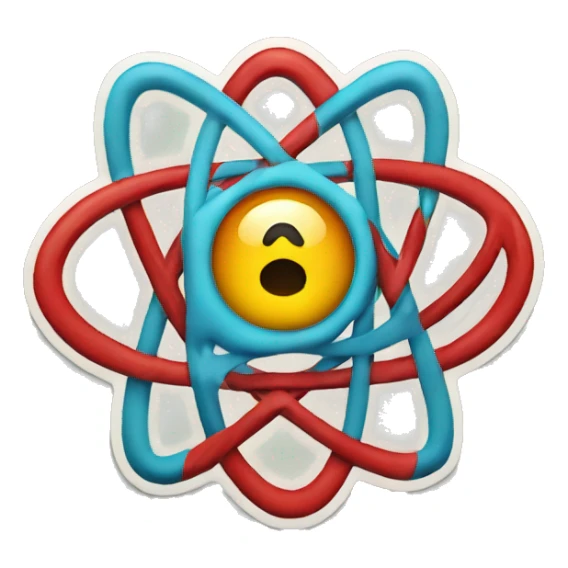 sticker of an atom with eyes and the letter "P" in the middle sticker