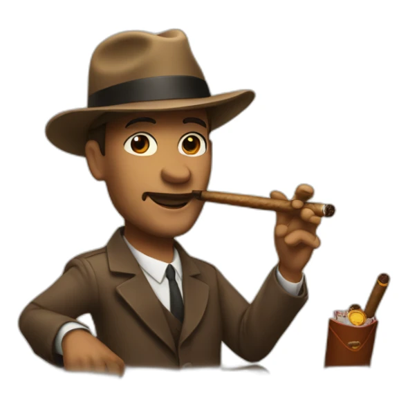 the driving crooner with a hat and a cigar sticker