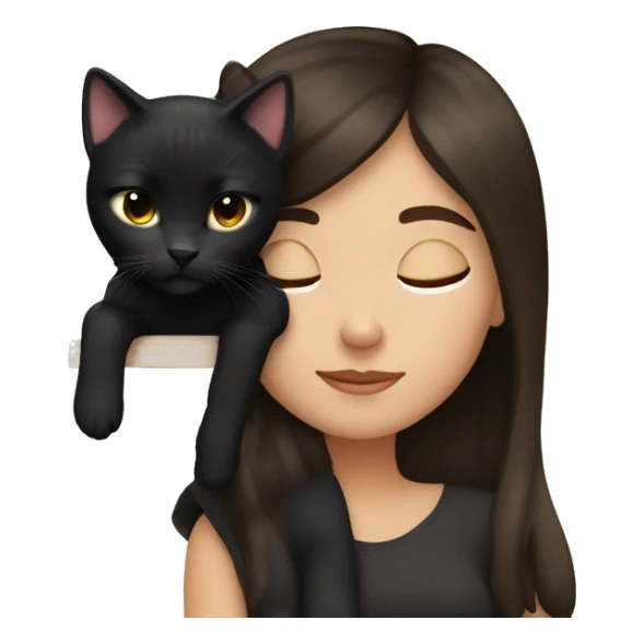 Girl brunette with black cat sleeping  sticker