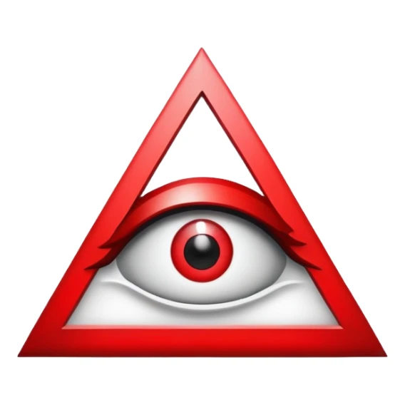 Illuminati triangle symbol with eye in center, black and red color scheme sticker