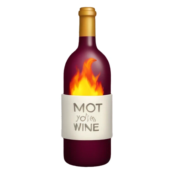 Bottle of wine with fire on top sticker