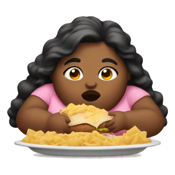 fat girl eating sticker
