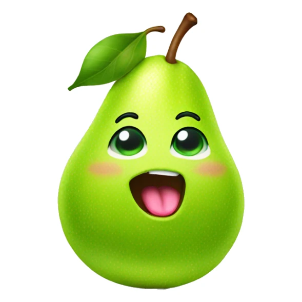 Shiny Green Cute pear with tongue sticker
