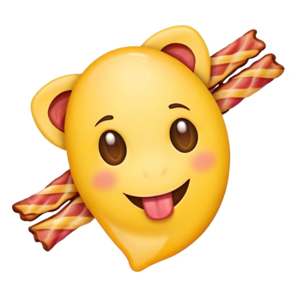 tongue out emoji holding a bacon strip sticker