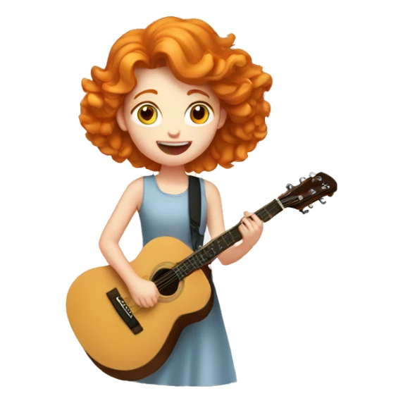 pretty GINGER girl singing playing guitar grey eyes sticker