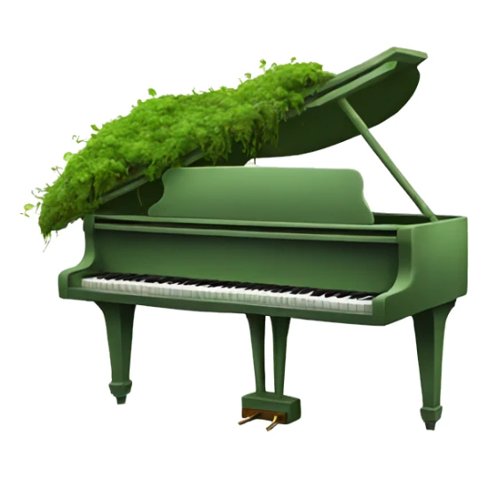 Light Green Piano with dark moss and vines growing on it sticker