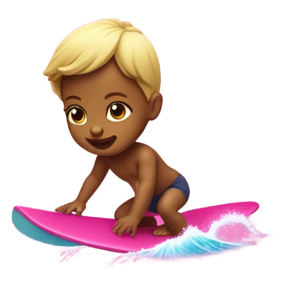 Newborn baby surfing on a hot pink ocean wave  sticker