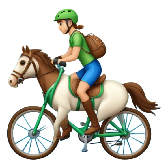 a horse riding a bike on mountains with a sea sticker