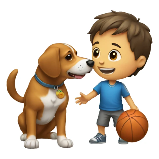a little boy throwing ball to the dog sticker