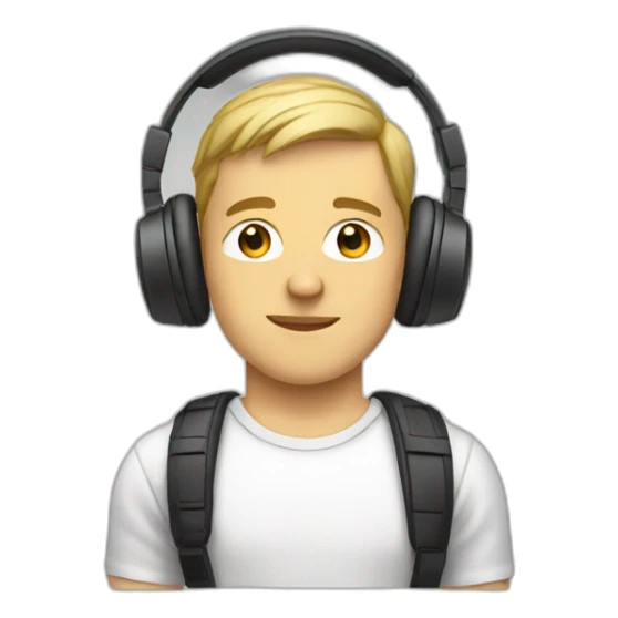 young white guy headphones sticker