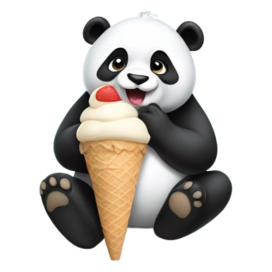 Panda eating ice cream sticker