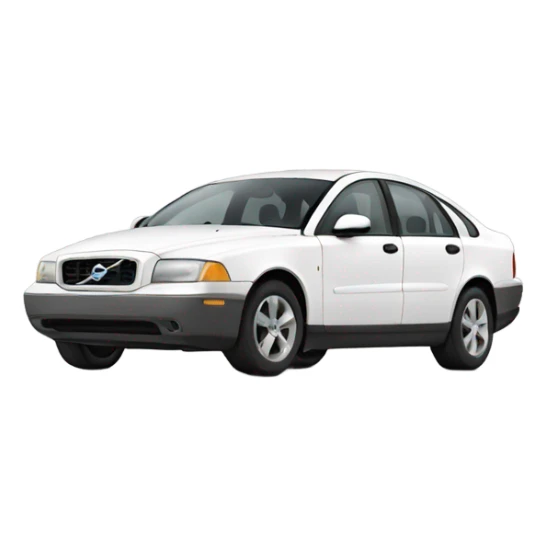 White four door car with a Volvo make  sticker