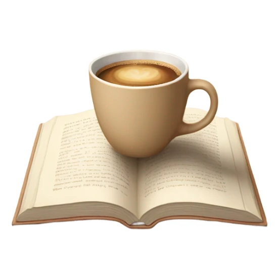 Beige cup of coffee, standing on a beige open Book, aesthetic, cozy  sticker
