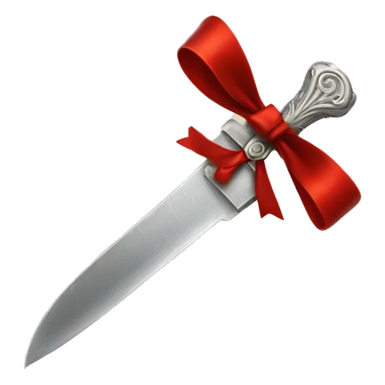 Silver antique knife with little red bow sticker