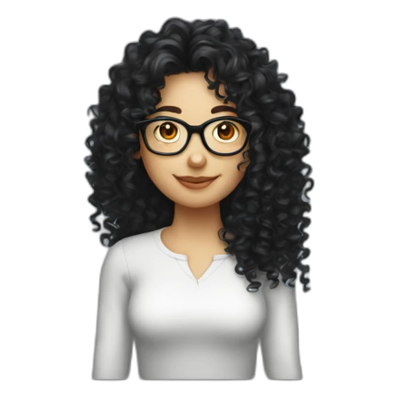 long black curly hair glasses caucasian sticker