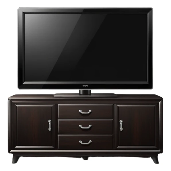 modern tv standing on a super luxurious dark cupboard sticker